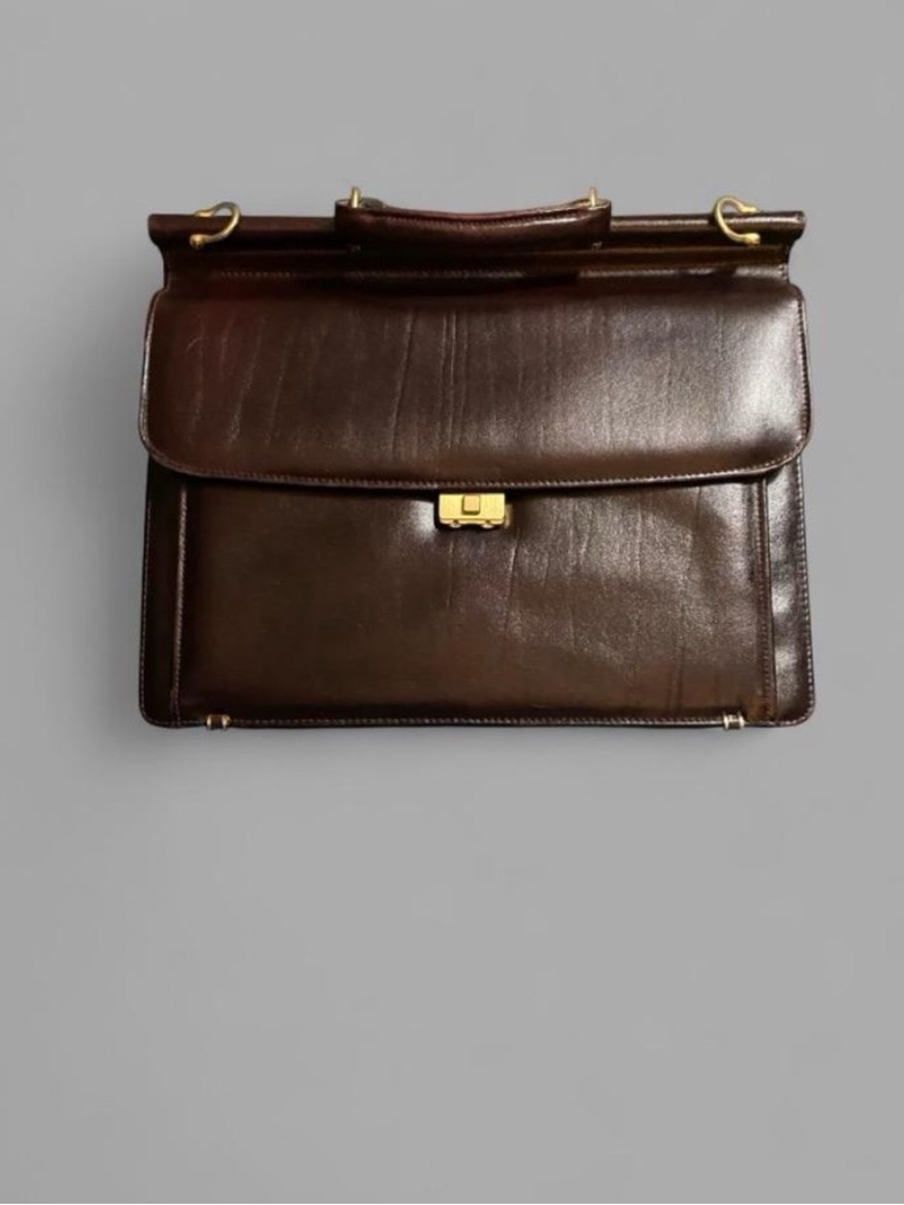 Classic vintage Burgundy and Brown LeatherBriefcase. Swiss Amiet lock